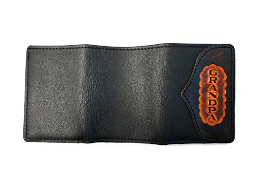 Hilltop Leather Company Mens Handcrafted Leather Trifold Wallet Grandpa