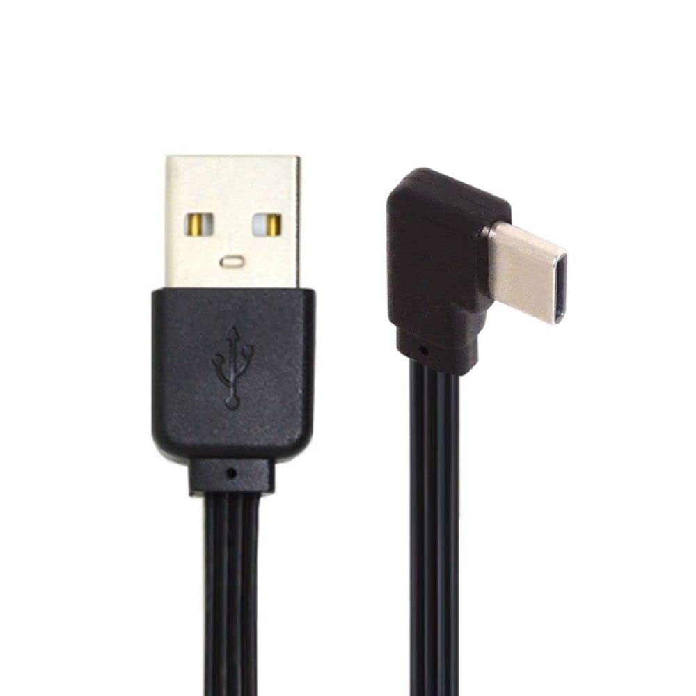 cablecc USB 2.0 Type-A Male to USB-C Type-C Left Right Angled 90 Degree Data Flat Slim FPC Cable for FPV & Disk & Phone 13cm