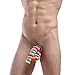 Men's Sexy Weapon for Boudoir Rainbow Stripe Fun Thong G-string Penis Dick Briefs Underwear (Rainbow)