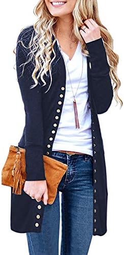 Basic Faith Women's S-3XL V-Neck Button Down Knitwear Long Sleeve Soft Knit Casual Cardigan Sweater