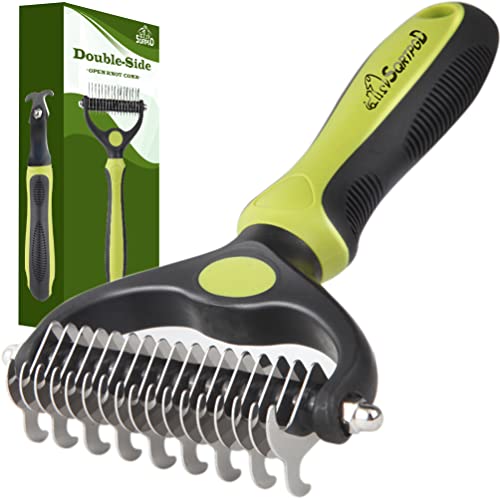 SQRTPGD Pet Deshedding Brush, 2 Sided Undercoat
