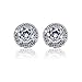Ladies Earring Silver Tone Center CZ and Pearl Mia Sarine