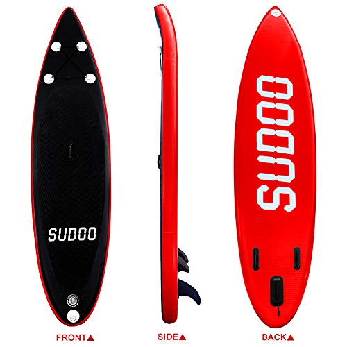 Inflatable SUP Stand Up Paddle Board Paddle(6 in Thick) Universal Accessories Wide Stance w/Bottom Fin for Paddling and Surf Control | Non-Slip Deck | Adjustable Paddle | Hand Pump w/Pressure Guage