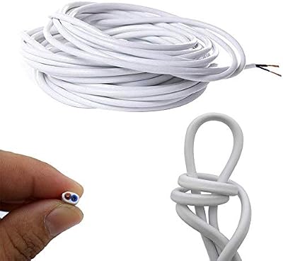 LILMACC 2 Core 0.75mm² Flat PVC Copper Wire Cable 10M White High Temp Flexible