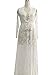 Saslax Women's Deep V-Neck Long Sleeve Lace See-through Wedding Maxi Dress,White,3X