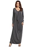 Verdusa Women's Boho Long Sleeve Draped Caftan Casual Loose Long Maxi Dress
