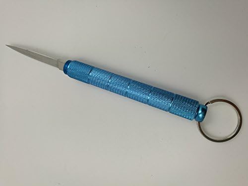 KSBRO Pen Shape Key Ring Hidden Outdoor Sports Multi-tool Camping Fruits Knife Climbing Tool Outdoor Wild Defense (Blue)