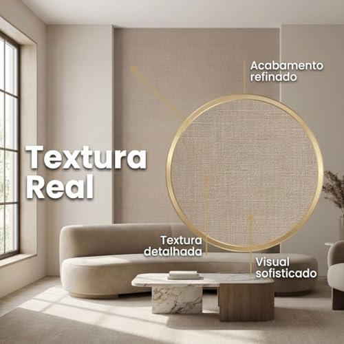Papel de Parede Linho Adesivo Premium Autocolante Texturizado Lavável 5 Metros. (Linho Caramelo)