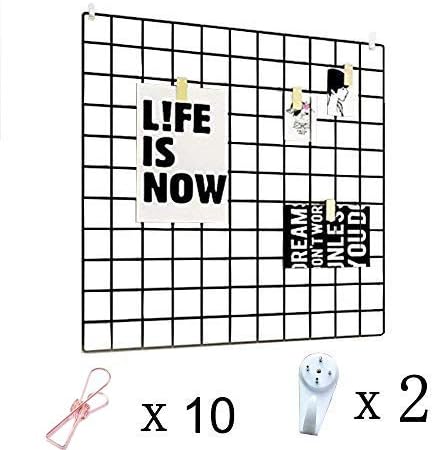 WUZILIN Multifunctional Metal Mesh Wall Wall Wall Hanging Photo Wall Art Display & Organiser (Black, 60 x 60 cm)
