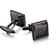 Jstyle Carbon Fiber Cufflinks for Men Shirt Unique Business Wedding Black