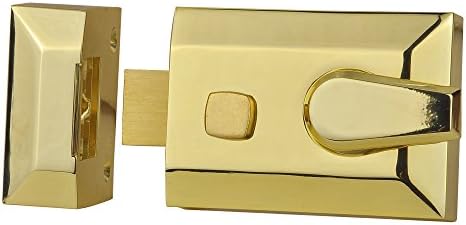 SUMBIN Rim Cylinder Night Latch Deadbolt Lock With Keyed For Entry Door,Polished Brass Finish