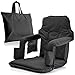 Foldable Reclining Stadium Seat for Bleachers – Patent Pending Premium Model + Free Carry Bag–High Backrest+Thick Padded Back & Armrest+Water Proof (Black, X-Large No Legs)