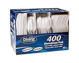 Disposable Plasticware Combo Set, White - 400 Count Cutlery – Fork, Knife, Spoon, and Teaspoon - Dining Collection