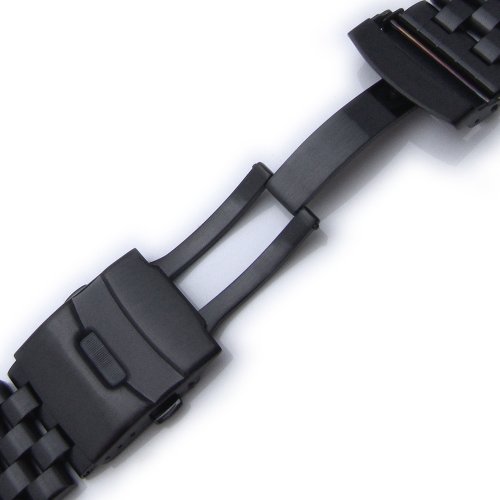 22mm-SUPER-Engineer-Solid-Stainless-Steel-Straight-End-Watch-Band-PVD-Black