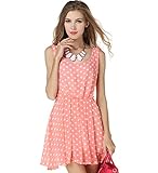 JOYHY Women's Sleeveless Print Mini Dress (Pink Dots)