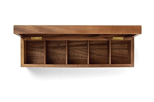 Ironwood Gourmet 5 Compartment Large Tea Box, 15.25" x 3.75" x 4"