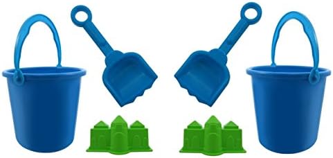 Ultimate Beach Bucket Set -- Includes 2 Buckets, 2 Shovels, 2 Castle Molds