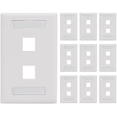 ICC 2-Port Station ID Keystone Wall Plate, 1-Gang, White, 10-Pack | UL Listed ABS plastic, clear cover label window, modular jack compatibility, voice data outlet identification, work area use