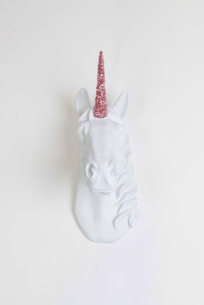 Unicorn Head Wall Mount (Pink sparkle horn) - Stunning Unicorn wall Art