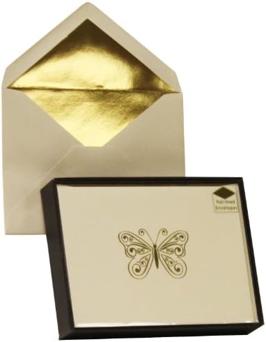 Designer greetings Monogram Boxed Note Cards, Personalized Stationery Set (10 Count), Butterfly