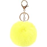 Yecomsy Pom Pom Keychains Colorful Faux Rabbit Fur Ball Keychain Cute Pom Pom Keychain Accessories Car Bag Charm