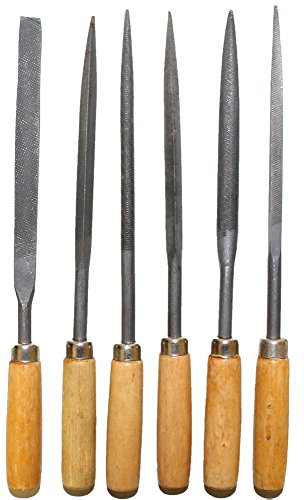 6 Piece Needle Files in 6 Shapes, Smooth Wooden Handles