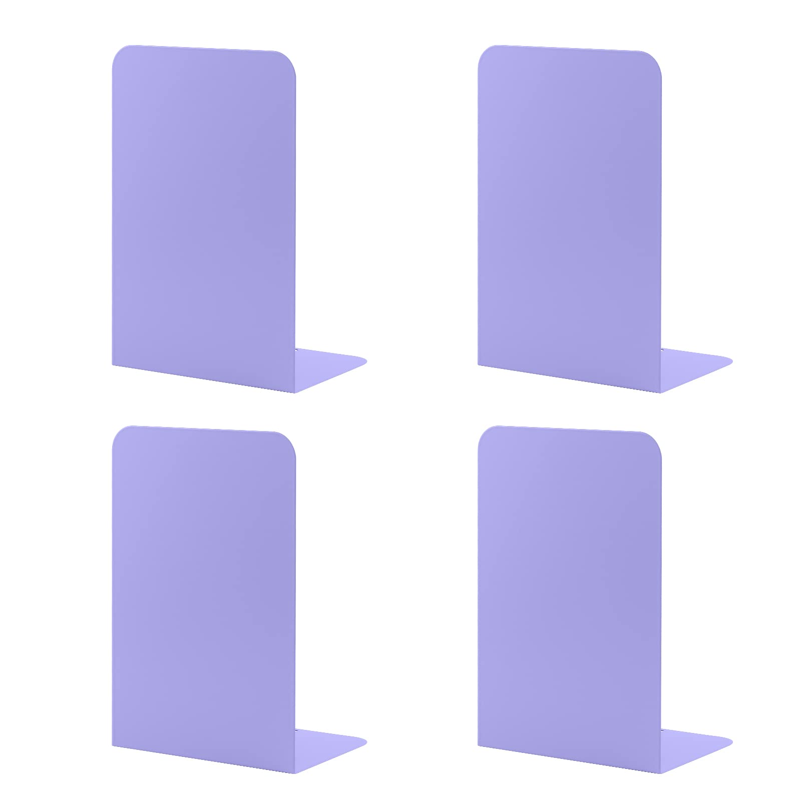 2 Pairs Book Ends for Shelves, MSDADA Heavy Duty Bookends for Office, School&Home, Metal Bookends for Heavy Books, Anti Slip Book Shelf Holder Bookend Supports Book Stoppers(Purple)