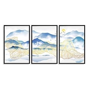 Fascinating Creative Design Framed for Living Room Bedroom Abstract Great Landscape for x3 Panels Premium Product