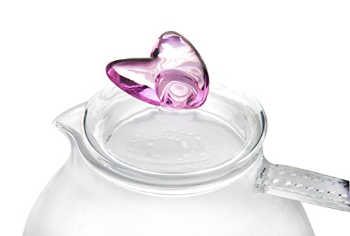 Glass Teapot with Tea Warmer Lead Free Special Glass No Drip by Tea Beyond (Glass, 34 oz Pink) - Thumbnail 4
