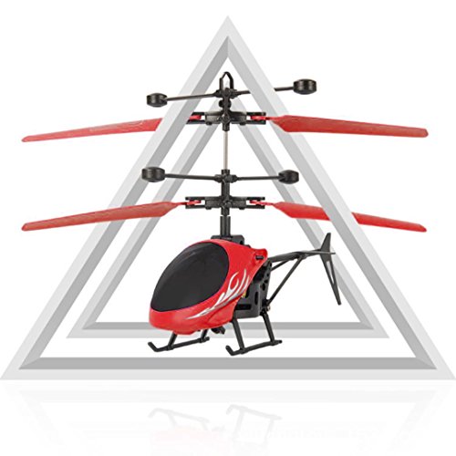 Elevin(TM) Flying Mini RC Infraed Induction Helicopter Aircraft Flashing Light Toys for Kid (Red)