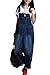 Mordenmiss Women's Rompers Wide Leg Pants Strapless Denim Jumpsuit with Pockets, Style-3 Torn Dark Blue, One Size
