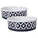 DII Bone Dry Lattice Ceramic Pet Bowl for Food & Water with Non-Skid Silicone Rim for Dogs and Cats (Large - 7.5" Dia x 2.4"H) Nautical Blue - Set of 2 primary