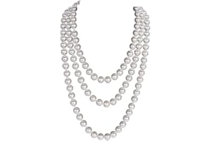 SOYZVTEO Retro Vintage Pearls Necklace - Long Layered Imitation Pearls Strand Costume Jewelry for Women & Girls
