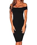Shawhuwa Womens Sexy Criss Cross Off Shoulder Bodycon Party Midi Dress M Black