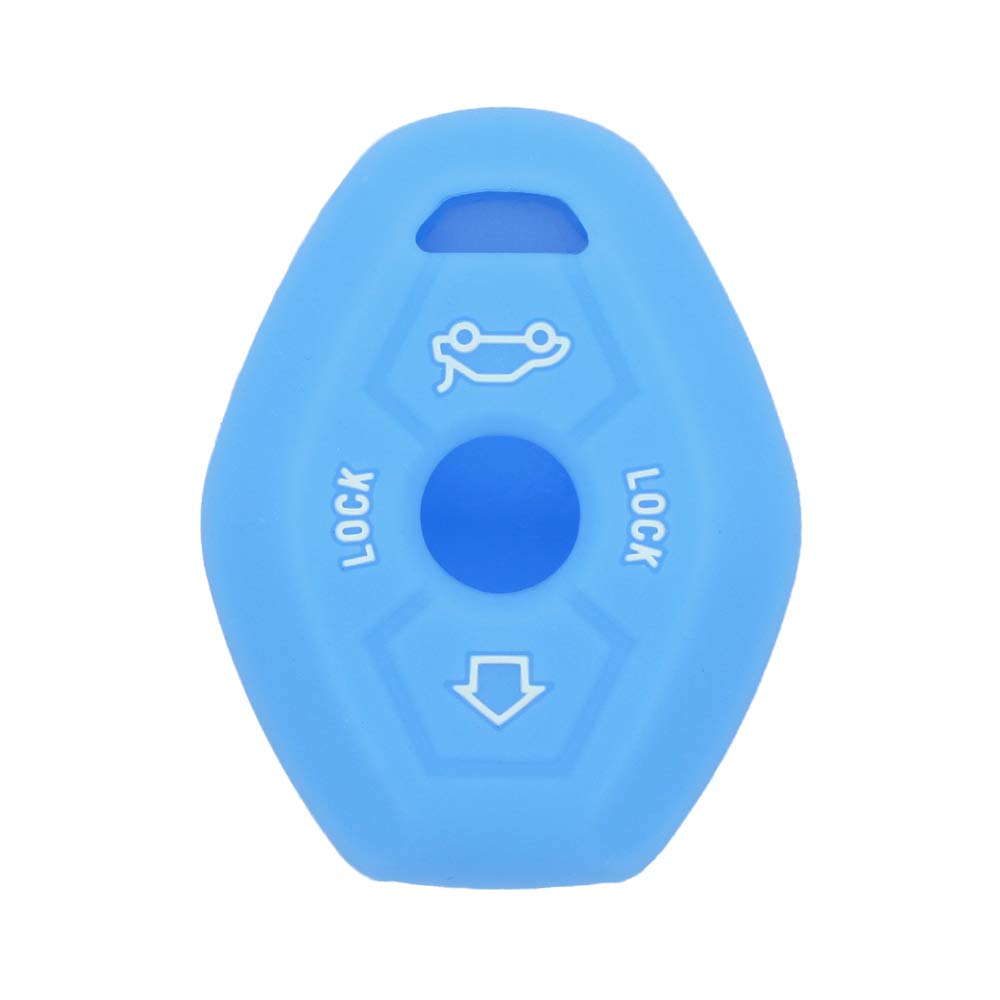 BROVACS Silicone Cover Protector Case Holder Skin Jacket Compatible with BMW 3 Button Remote Key Fob CV4902 Light Blue