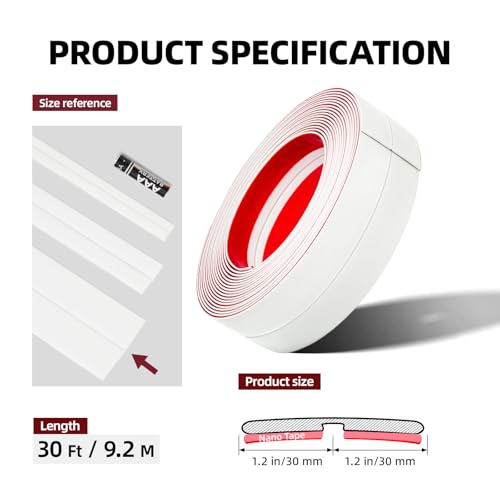 JSIWOTH 9.2 M PVC Flexible Self-Adhesive Angle Moulding 90–180°, Corner Protector for Interior and Exterior Wall, Decorative Profile for Wall and Ceiling (White, W:60 MM)