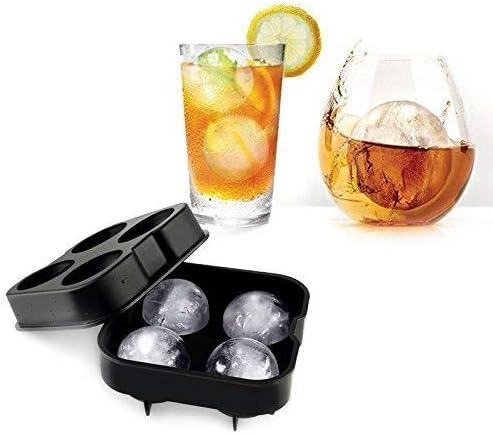 UNIQUE ICON Whiskey Ice Cube Silicone Ball Maker Mold Sphere Mould 4 Holes New Ice Balls Party Brick Round Tray Bar Tool