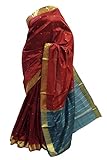 Krishna Sarees Women's ASB3395 Maroon and Teal Art Silk Saree Unstitched Blouse Piece Maroon