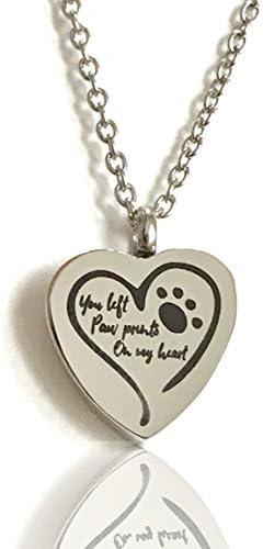 You Left Paw Prints On My Heart Pet Dog Cat Cremation Ashes Remembrance Urn Pendant Necklace Jewelry Filling Kit Included