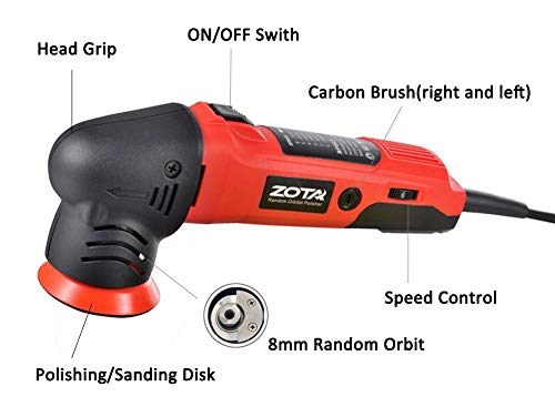 ZOTA Polisher, 3" Orbital Polisher, Mini Portable Rotary Polisher Kit - Mens Gifts Ideas for Christmas