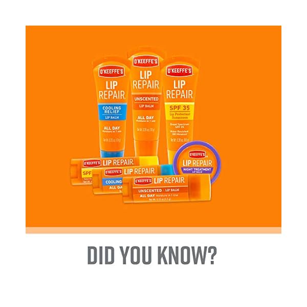 OKeeffes-Lip-Repair-Stick-42-g O'Keeffe's Lip Repair Unscented Lip Balm, 4.2g – For Extremely Dry, Cracked Lips | All-Day Moisture with 7 Moisturising…