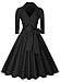 Miusol Women's Deep-V Neck Classical Bow Belt Vintage Casual Swing Dress