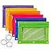 6 Pieces Binder Pencil Pouch with Zipper Pulls 3-Ring with Clear Window Pencil Case with Binder Rings