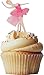 Meant2ToBe Ballerina Birthday Cake Bunting Topper with Pink Bows and Straws with Pink Dress- Dancing Girl Cupcake Toppers-Party Favors Birthday Party Decoration for Girls 28PCS