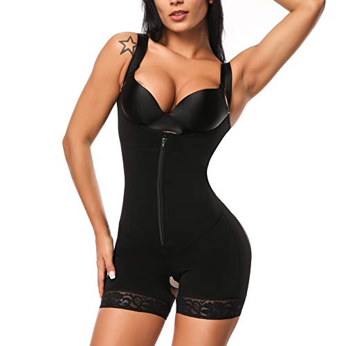 FeelinGirl Women s Plus Size Firm Control Shapewear Open Bust Bodysuit Body Shaper Black