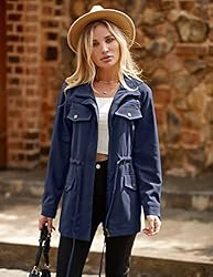 MEROKEETY Womens 2022 Fall Safari Utility Zip Up