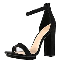 Wild Diva Womens Open Toe High Chunky Heel Ankle Strap Platform Sandal Pumps Shoes 7.5 Black