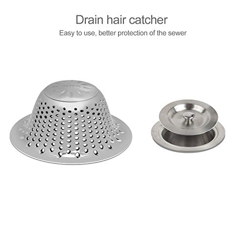 LEKEYE Bathroom Shower Drain Hair Catcher/Stainless Steel Drain Protector/Hair Trap, Strainer, Cover, Filter, Bath Accessories/Tall Dome Shape/Good Grip/for Pop-up & Regular Flat Drains-Silver
