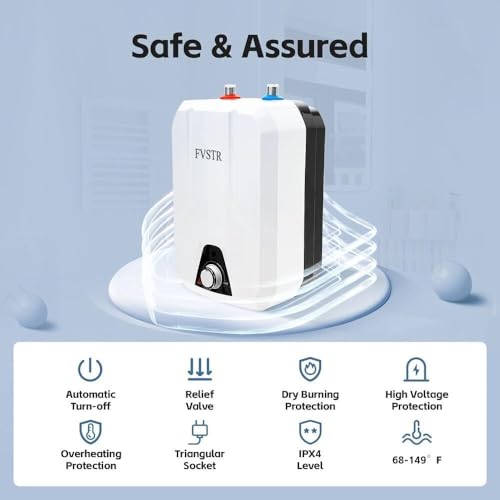 2KW 220/240V UK Plug 8L Small Under Sink Tank, Thermal Storage Water Heater, Mini Tankless, Under Sink, Electric RV TR Trailer Kitchen Compact Point of Use