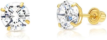 Art and Molly14k Yellow Gold Cubic Zirconia Stud Earrings with Screw Backs